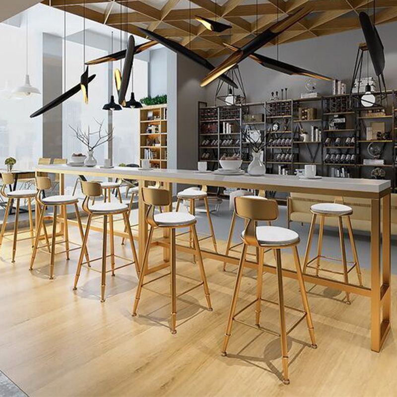 Glam Pub Table with Metal Base White Wood Top Bar Table for Living Room Clearhalo 'Bar Furniture' 'Bar Tables' 'bar_tables' 'furn' 'furn_bar_tables' 'Furniture' 'Kitchen & Dining Furniture' 1200x1200_f4629ef5-0e39-4e78-84f5-b295903c1cc5