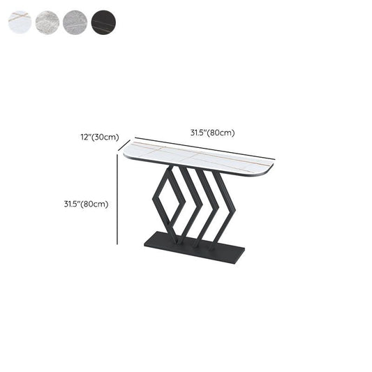 Stone Half Moon Console Table 31.5" Tall 1-shelf Accent Table for Hall