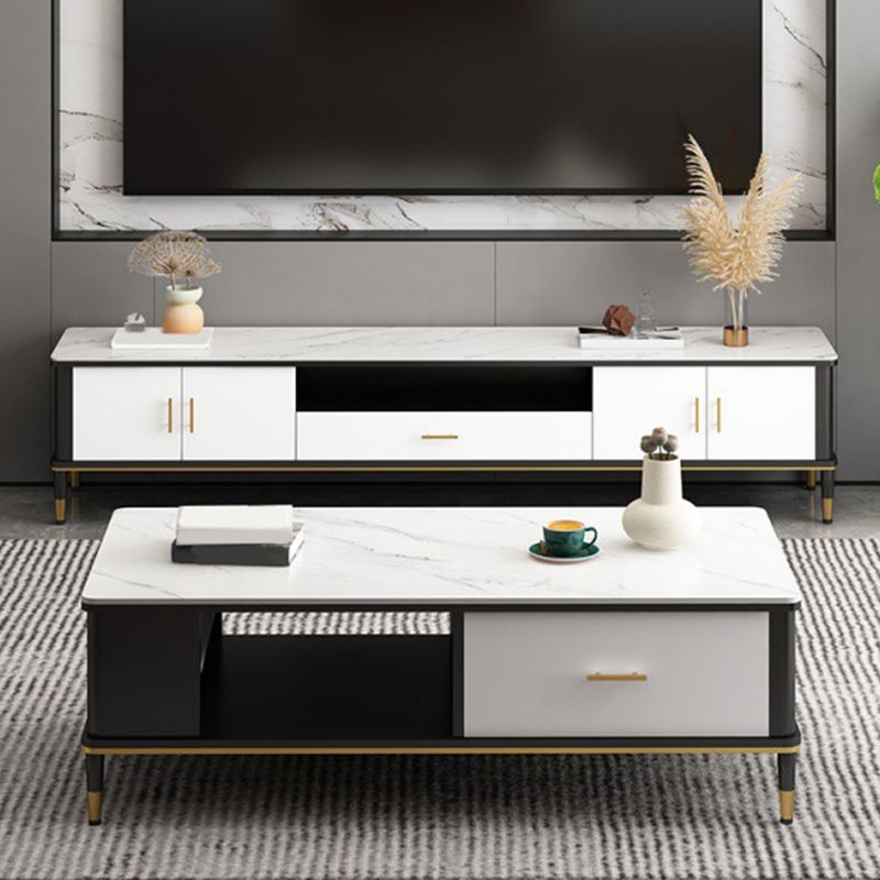 Contemporary TV Media Console Stone TV Stand Console with Drawer Clearhalo 'furn' 'furn_tv_stands_entertainment_centers' 'Furniture' 'Living Room Furniture' 'TV Stands & Entertainment Centers' 'TV Stands & Media Storage Furniture' 'tv_stands_entertainment_centers' 1200x1200_f4651a28-14ec-4756-a1ac-5b0b7bc64a7b