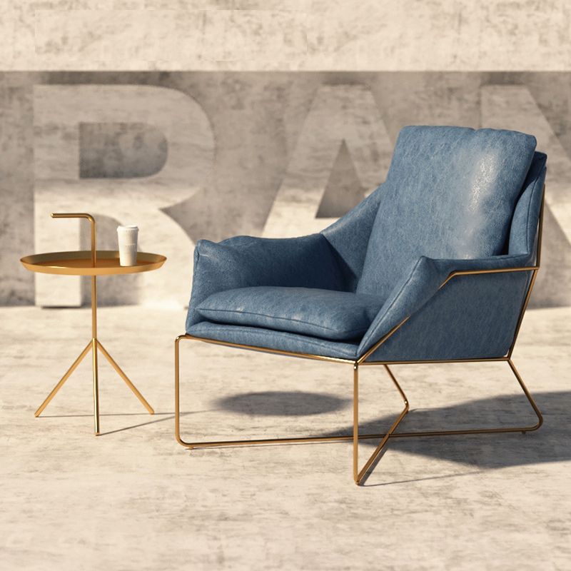 27.56 "de amplio estilo escandinavo acento sillón cruzado silla de brazo de metal cruzado