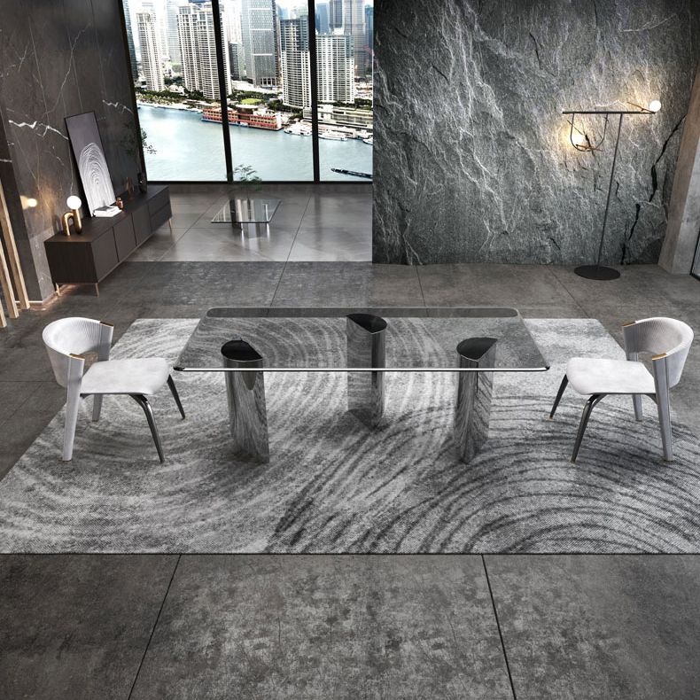 1/2/3 Pieces Modern Rectangle Tempered Glass Top Dining Set for Home