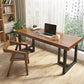 Brown Rectangular Office Bureau en bois Home Writing Bureau avec des jambes en métal