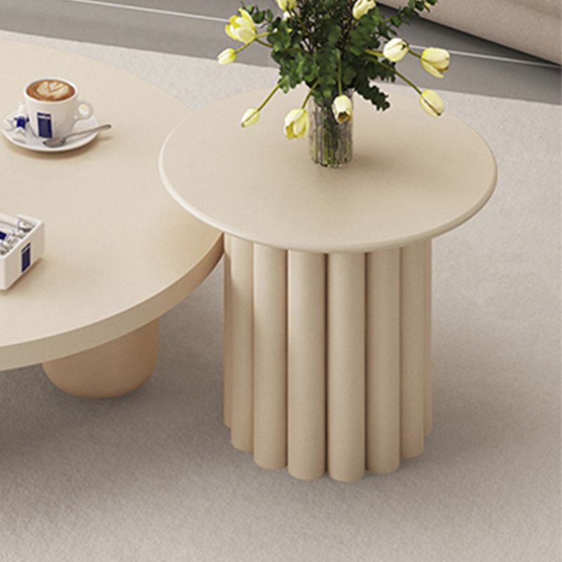 Table basse ou table d'appoint moderne en bois artificiel, ronde, beige