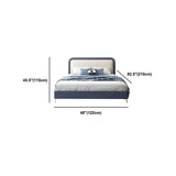 Letto standard blu in legno moderno con testiera rettangolare e gambe