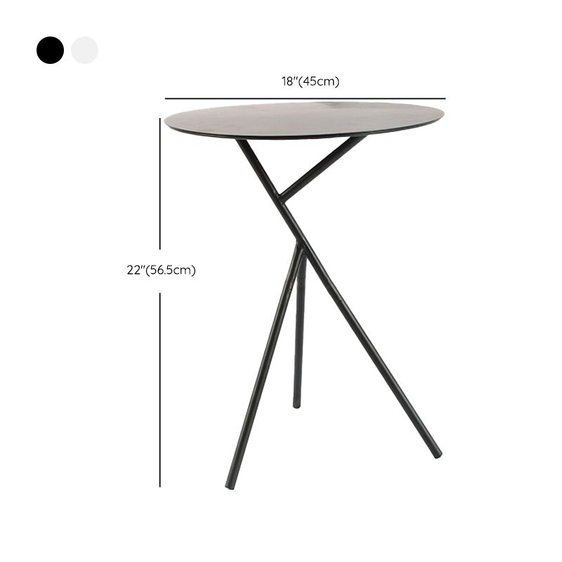 Modern Simple Iron Round Side Table Dia 17.7" 3 Legs End Table