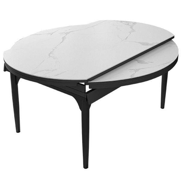 Modern 1/4/5/6/7/9 Pieces White Dining Table Set with Sintered Stone Top Round Dinette Set Clearhalo 'Dining Room Sets' 'Dining Tables & Seating' 'dining_room_set' 'furn' 'furn_dining_room_set' 'Furniture' 'furniture_dining_room_set' 'Kitchen & Dining Furniture' 1200x1200_f47232b1-1591-4264-b476-ca037528534c