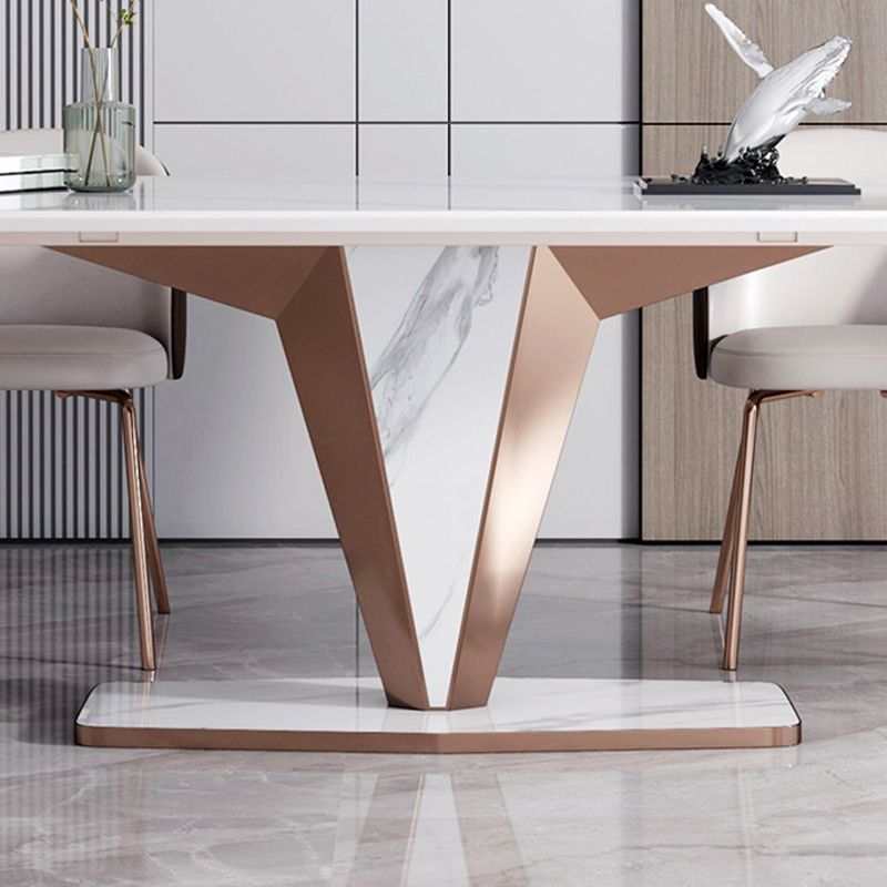Modern Sintered Stone Dining Table Set 1/2/3/5/7 Pieces Dining Set with Pedestal Base Clearhalo 'Dining Room Sets' 'Dining Tables & Seating' 'dining_room_set' 'furn' 'furn_dining_room_set' 'Furniture' 'Kitchen & Dining Furniture' 1200x1200_f4739d78-6545-45d6-9c03-806e749accdb