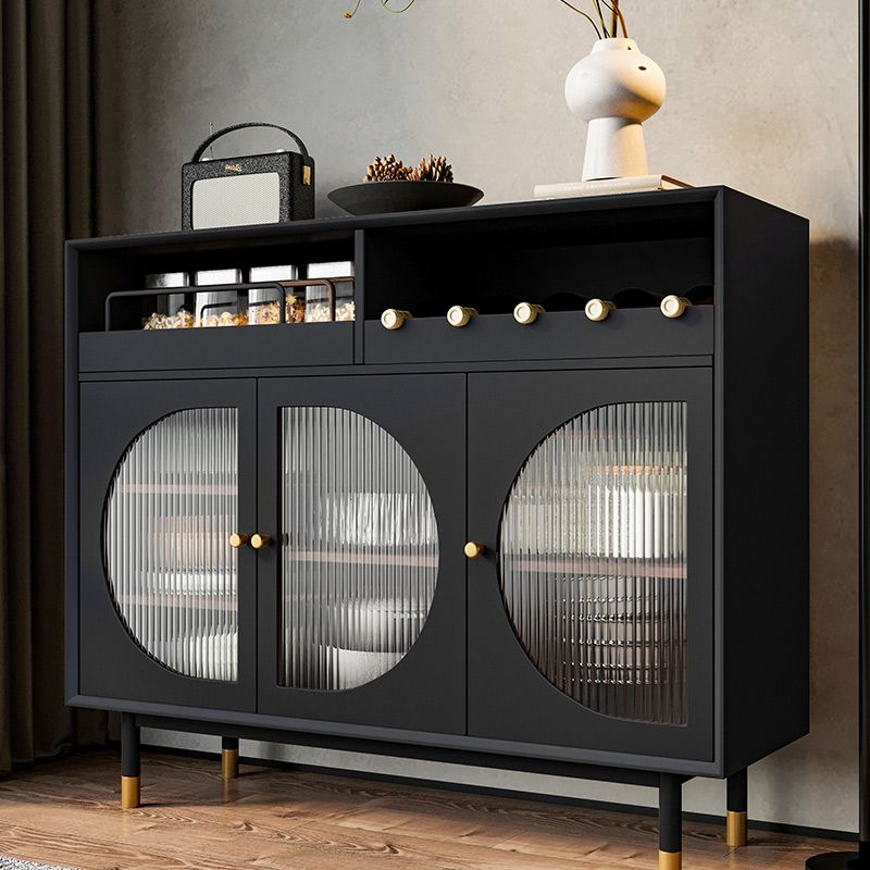 Schwarzes Sideboard aus Holz mit Tür, modernes, minimalistisches Wohnzimmer-Buffet-Sideboard