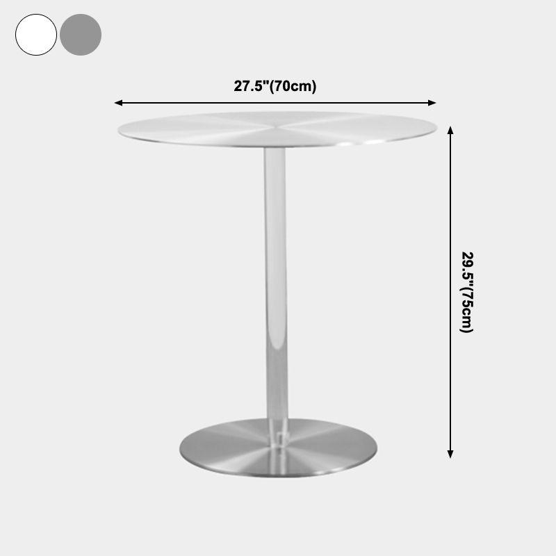 Metal Industrial Dining Table Stainless Steel Top Dining Table with Pedestal Base Clearhalo ' dining_table' 'Dining Tables & Seating' 'Dining Tables' 'furn' 'furn_dining_table' 'Furniture' 'furniture_dining_table' 'Kitchen & Dining Furniture' 'kitchen&dining_furn' 'kitchen' 'kitchen_dining_table' 1200x1200_f47472fd-bfbf-411e-b649-3da57570238c