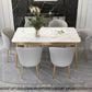 White Stone Top Dining Table Contemporary Rectangle Dining Table with 4 Legs Clearhalo 'Dining Tables & Seating' 'Dining Tables' 'dining_table' 'furn' 'furn_dining_table' 'Furniture' 'Kitchen & Dining Furniture' 1200x1200_f4789147-8164-467e-9a5c-cc7bb2aa1b35