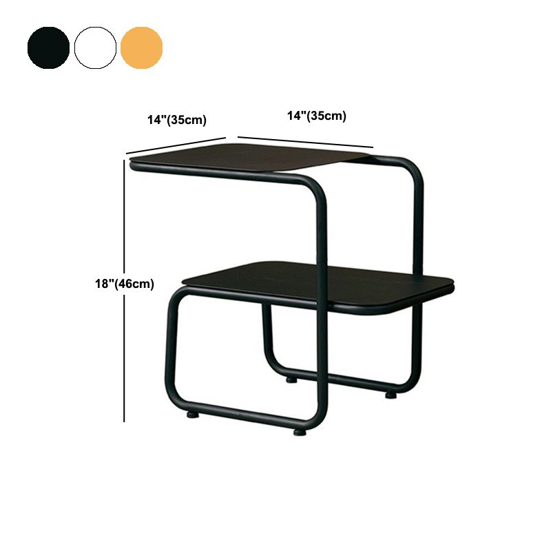 Square Sleigh Base Design Metal Table Medieval Modern Style with Storage Rack Side Table Clearhalo 'Coffee & Accent Tables' 'End & Side Tables' 'end_side_tables' 'furn' 'furn_end_side_tables' 'Furniture' 'Living Room Furniture' 1200x1200_f47b38eb-25d4-4bb6-a09a-b9a4389f9817