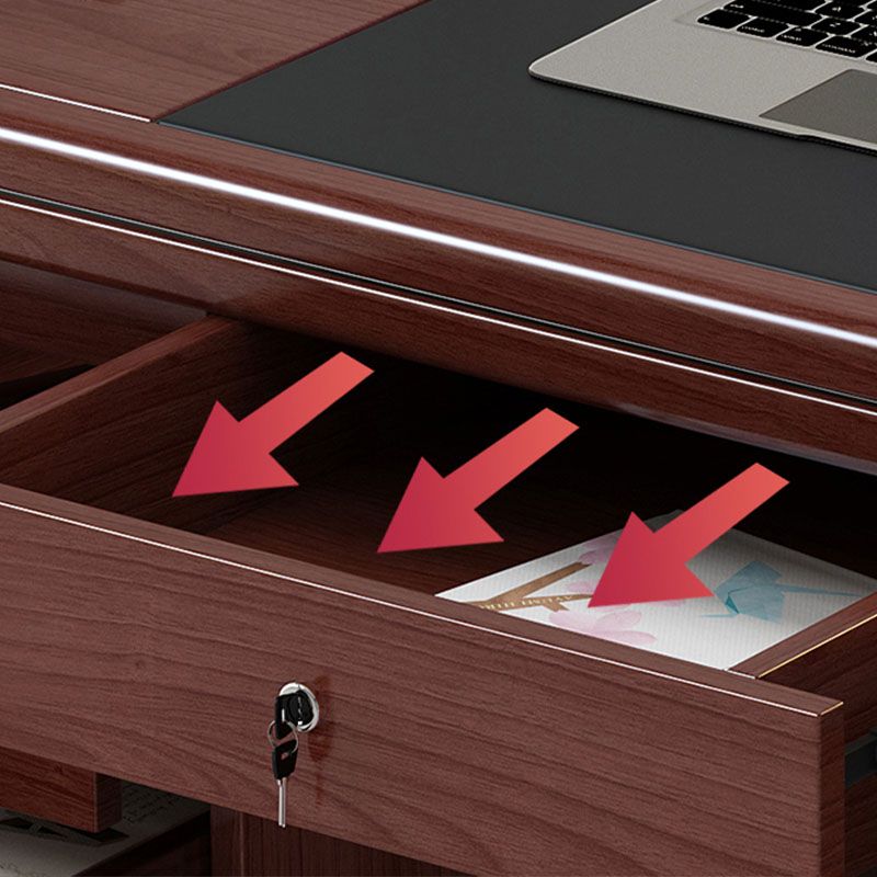 Madera de escritorio de escritura de oficina de forma rectangular en marrón para la oficina