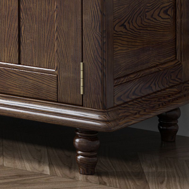 Support multimédia TV antique, console TV en frêne avec tiroirs pour salon