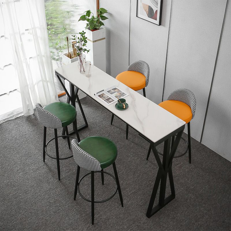 Modern Bar Dining Table Rectangle Bar Height Table with Double Pedestal in Black Clearhalo 'Bar Furniture' 'Bar Tables' 'bar_tables' 'furn' 'furn_bar_tables' 'Furniture' 'furniture_bar_tables' 'Kitchen & Dining Furniture' 1200x1200_f47ced1f-13ad-4031-a35d-33a39ab407eb