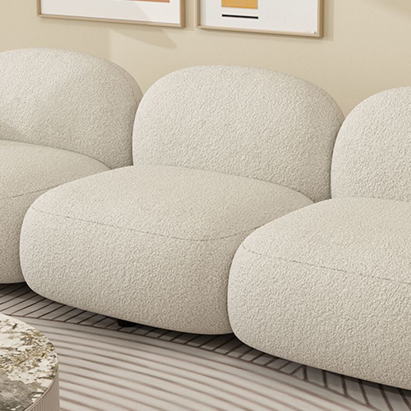 Square Arm Wool Sofa Scandinavian 1/2/3-Seater Sofa in White