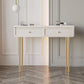 Wood and Stone with Drawers Vanity Table in White/Grey Makeup Desk