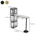 Table de bar supérieur en pierre spécialisée table de pub contemporaine avec stockage en métal