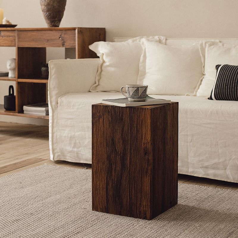 Rectangular Side Table Wooden Modern Tree Stump End Table for Bedroom