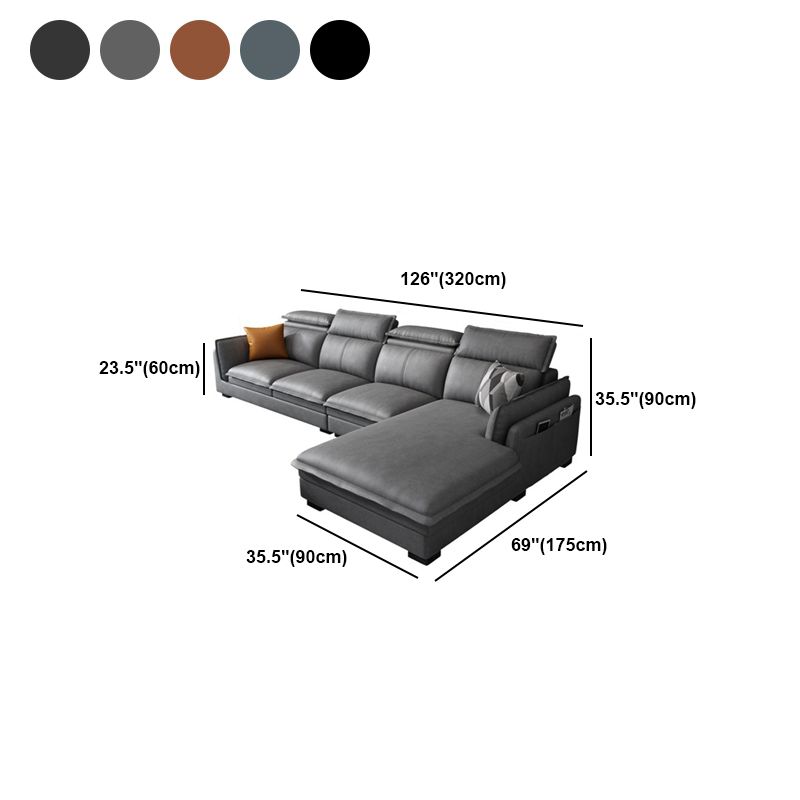 Contemporary Pillow Top Arm Sofa & Chaise Sewn Pillow Back Sofa