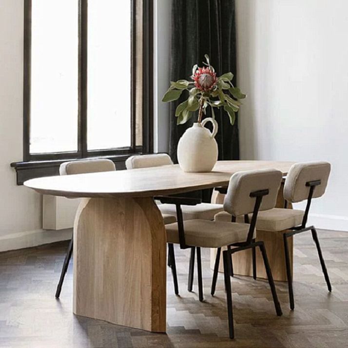 Modern Indoor Pine Wood Table for Restaurant Oval Dining Table with Double Pedestal Clearhalo ' dining_table' 'Dining Tables & Seating' 'Dining Tables' 'furn' 'furn_dining_table' 'Furniture' 'furniture_dining_table' 'Kitchen & Dining Furniture' 'kitchen&dining_furn' 'kitchen' 'kitchen_dining_table' 1200x1200_f47eff68-5ee8-4b17-bf95-f02e957acb52