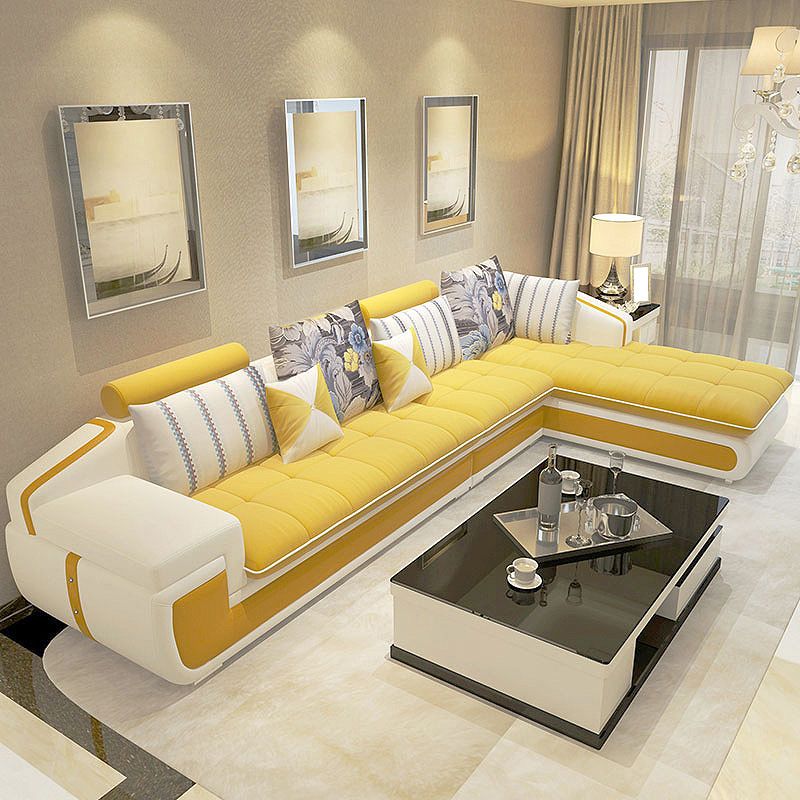 129.1"L X 70.8"W X 32.2"H Fabric Sectional Pillow Top Arm Sofa for Living Room Clearhalo 'Furniture' 'furniture_sectionals' 'kitchen' 'kitchen_sectionals' 'Living Room Furniture' 'Sectionals' 1200x1200_f47f0a7a-e6dc-4aff-a2e4-9b145a2ff1aa