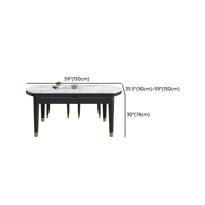 Moderne uitschuifbare eettafel, wit rond stenen tafelblad voor eetkamer