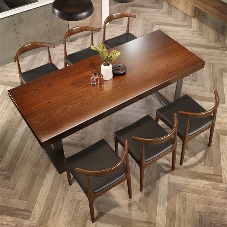Industrial 1/5/7 Pieces Dining Set Rectangle Pine Wood Dining Table for Dining Room Clearhalo 'Dining Room Sets' 'Dining Tables & Seating' 'dining_room_set' 'furn' 'furn_dining_room_set' 'Furniture' 'Kitchen & Dining Furniture' 1200x1200_f4861c4f-84b1-407c-9ae0-7230a5a112f6