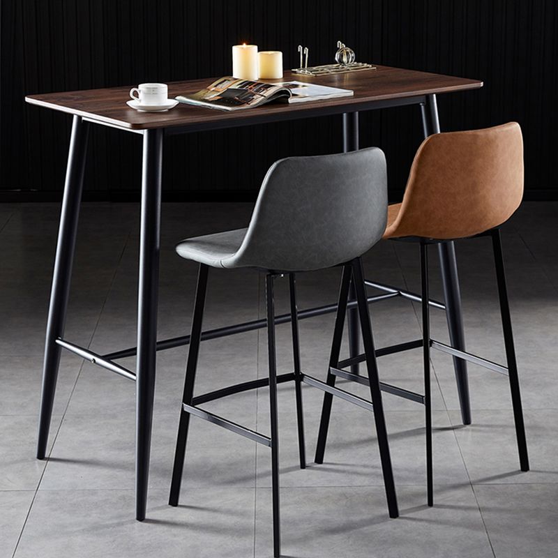 Modern Armless Backrest Counter Stool Iron Household Bar Stool with Leather Cushion Clearhalo 'Bar Furniture' 'Bar Stools' 'bar_stools' 'furn' 'furn_bar_stools' 'furniture_bar_stools' 'Kitchen & Dining Furniture' 'kitchen&dining_furn' 'kitchen' 'kitchen_furn' Furniture' 1200x1200_f487a060-070c-4874-b17f-1ddbc2bef8ae
