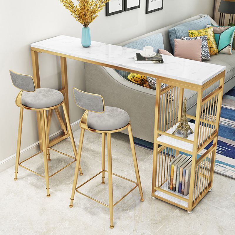 Table à vin de comptoir en marbre avec rangement Table de pub de hauteur de bar blanc de rangement pour boutique