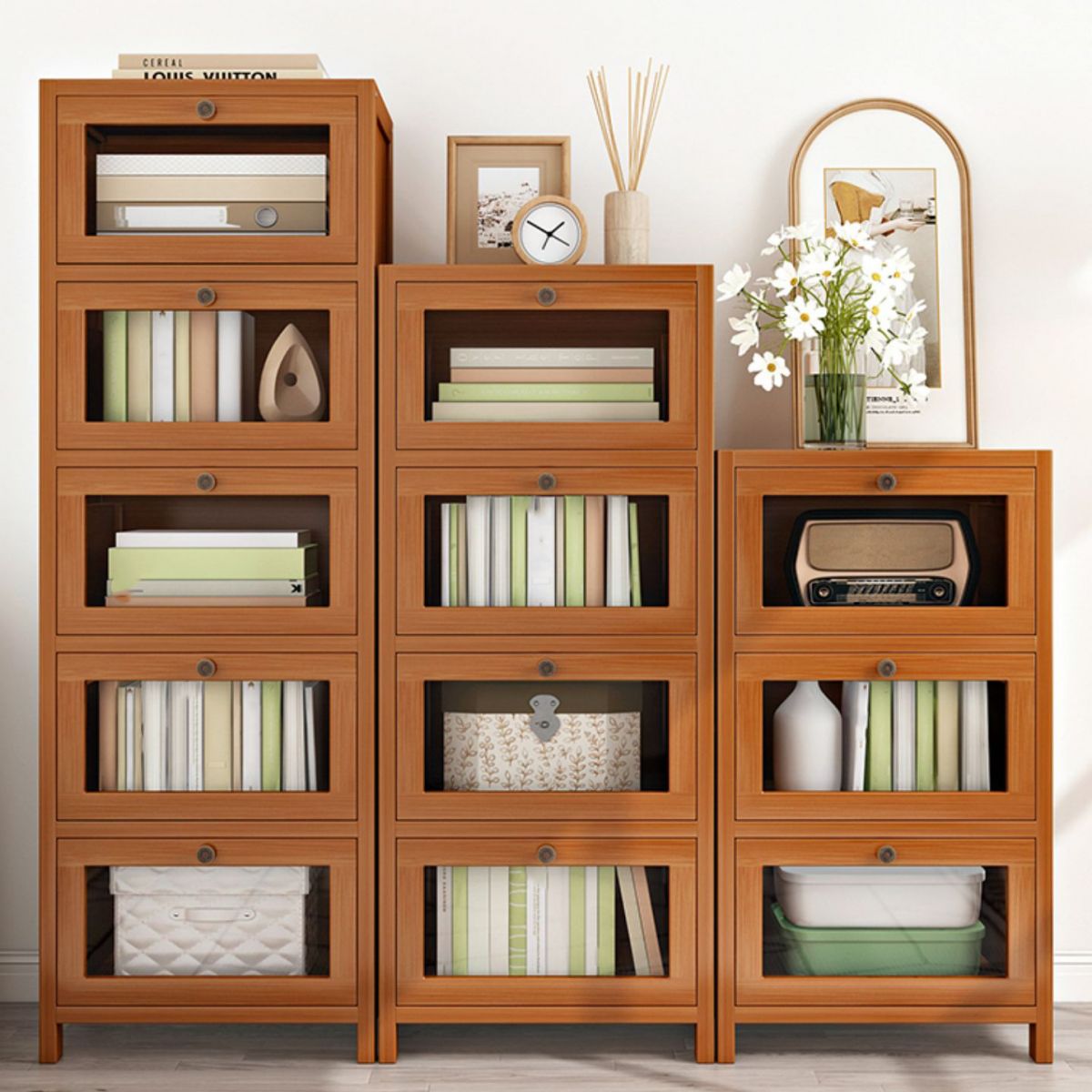 Mid-Century Modern 13.8"W Accent Chest Rectangle Side Cabinet in Brown Clearhalo 'Cabinets & Chests' 'cabinets_chests' 'furn' 'furn_cabinets_chests' 'Furniture' 'Living Room Furniture' 1200x1200_f48c98f8-ee53-4054-a43b-a11efee4851b