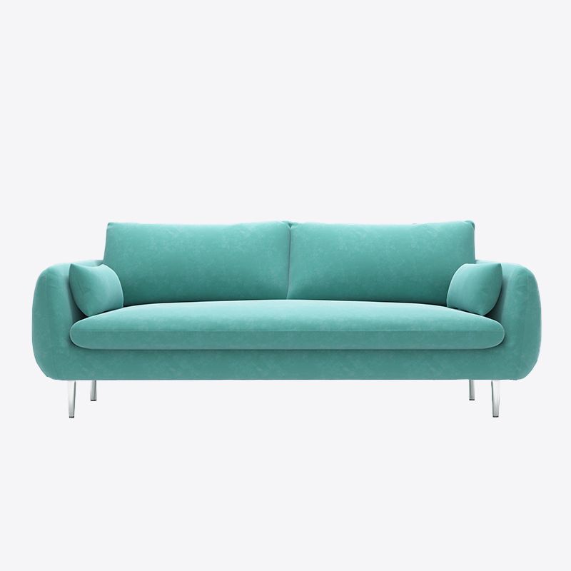 Scandinavian Square Arm Slipcovered Settee Velvet Tight Back Couch Clearhalo 'furn' 'furn_sofas' 'Furniture' 'furniture_sofas' 'Living Room Furniture' 'Sofa' 'sofas' 1200x1200_f48dbcbc-18bf-4a08-8146-917d5c10be2e