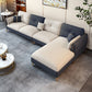 Scandinavian Stain-Resistant Faux Leather Tufted Back Beige Sofa & Chaise