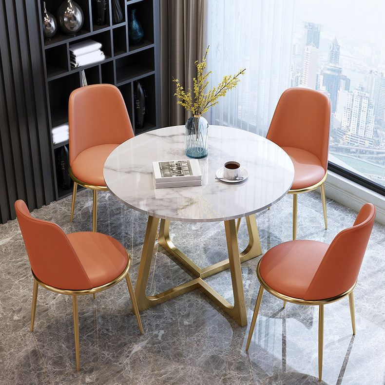 Pièces modernes 1/2/5 Pièces à manger Table à manger en pierre ronde pour balcon