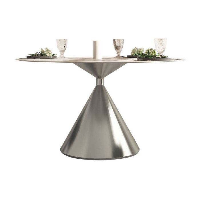 Sintered Stone Top Dining Table in White for Restaurant Modern Round Table with Metal Pedestal Clearhalo ' dining_table' 'Dining Tables & Seating' 'Dining Tables' 'furn' 'furn_dining_table' 'Furniture' 'furniture_dining_table' 'Kitchen & Dining Furniture' 'kitchen&dining_furn' 'kitchen' 'kitchen_dining_table' 1200x1200_f48fdaf7-d42d-410e-9ffc-e22f254c2f1d