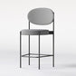 Contemporary Metal Barstool Fabric Stool Low Back in Matte Finish with 4 Legs