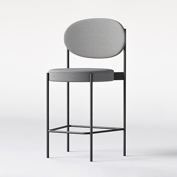 Contemporary Metal Barstool Fabric Stool Low Back in Matte Finish with 4 Legs