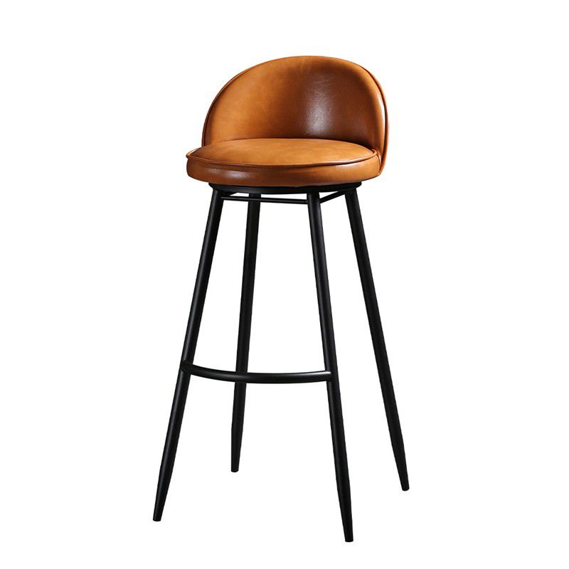 Taburete de bar industrial de piel sintética para interiores con patas de metal