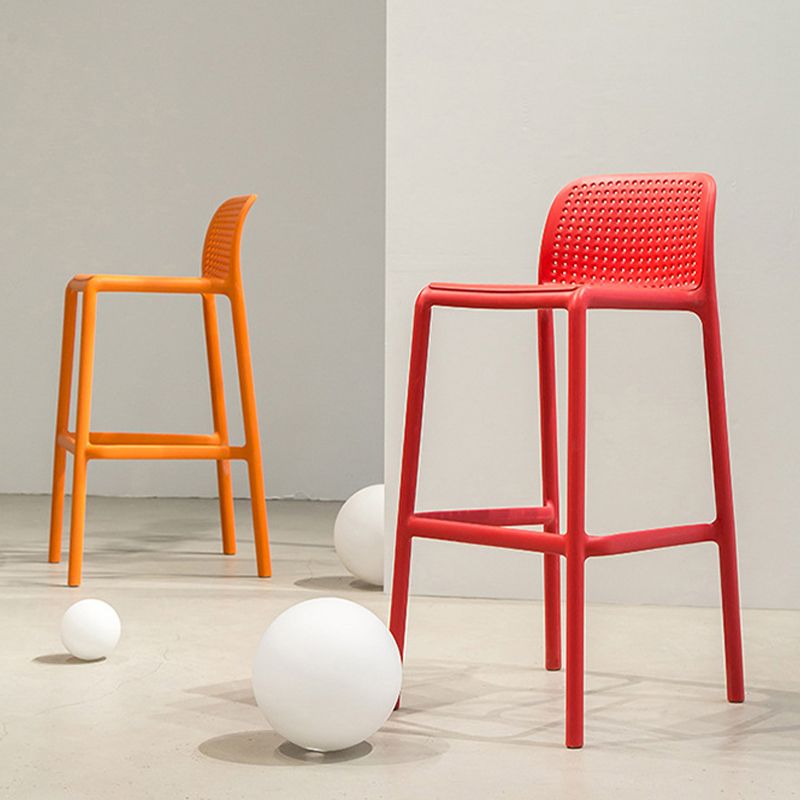 Contemporary PP Bar and Counter Stool Low Back Stool with 4 Legs Clearhalo 'Bar Furniture' 'Bar Stools' 'bar_stools' 'furn' 'furn_bar_stools' 'Furniture' 'furniture_bar_stools' 'Kitchen & Dining Furniture' 1200x1200_f4910683-d673-45c9-acd6-c89f78d138eb
