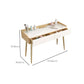 Glam 2-drawer Slate Top Dressing Table 32.67" H Vanity Stool in White Clearhalo 'Bedroom Furniture' 'furn' 'furn_makeup_vanities' 'Furniture' 'Makeup Vanities' 'makeup_vanities' 1200x1200_f4919f47-9dea-4624-99dd-96c4aedb222c