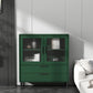 Contemporary Bar Pulls Accent Chest in White/ Blue/ Green with Steel Legs