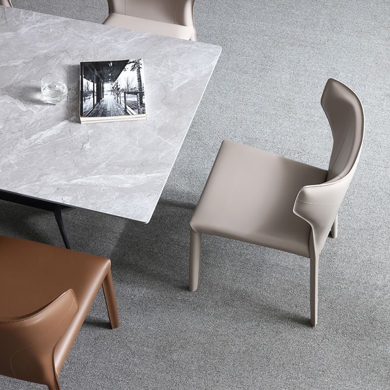 Contemporary Leather Dining Room Chair Wingback Parsons Chair for Home Use