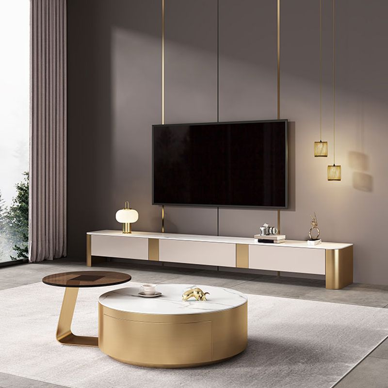 Stone Media Console Glam Media Console TV Stand with Drawers Clearhalo 'furn' 'furn_tv_stands_entertainment_centers' 'Furniture' 'Living Room Furniture' 'TV Stands & Entertainment Centers' 'TV Stands & Media Storage Furniture' 'tv_stands_entertainment_centers' 1200x1200_f49421a2-3f4a-4051-816c-2cb7862604b5