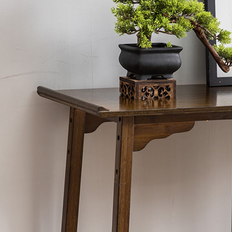 Mesa de consola moderna de mediados de siglo Mesa de consola de rectángulo de madera maciza marrón oscuro