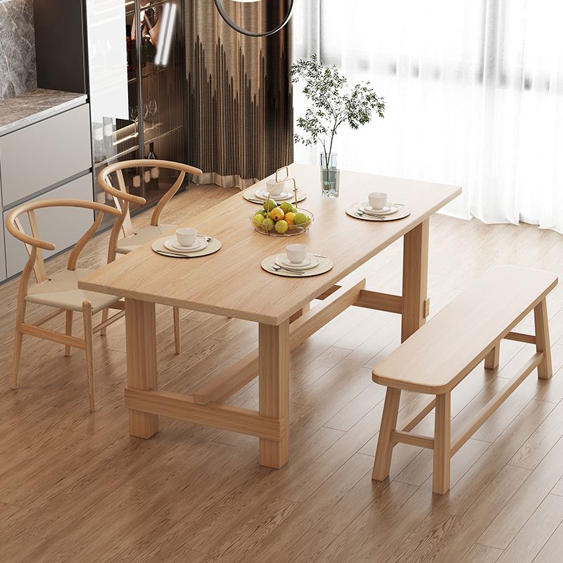 Modern Dining Set Rectangular Natural 1/4/5 Pieces Trestle Dinette Set