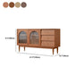 Modern 15.7"W Sideboard 3-drawer Solid Wood Credenza with Glass Door