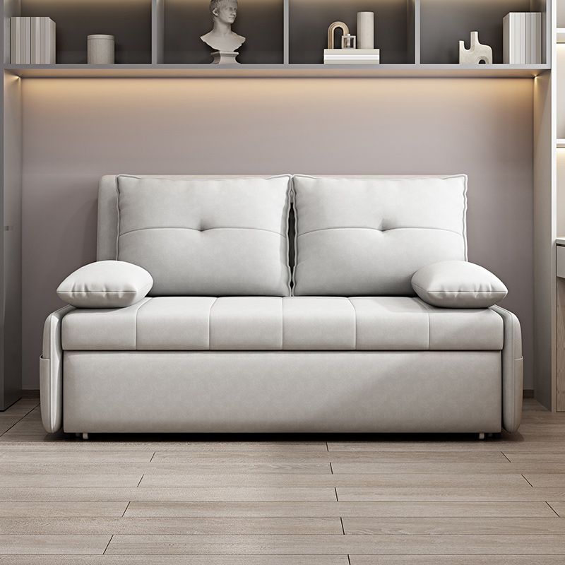 Sofá de brazos de almohada de cuero de cuero sintético contemporáneo en gris