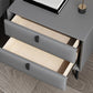Leather Top Nightstand  with Drawers Glam Night Table with 4 Legs