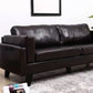 Square Arm Sofa 25.98" High Faux Leather Sofa with 2 Pillows