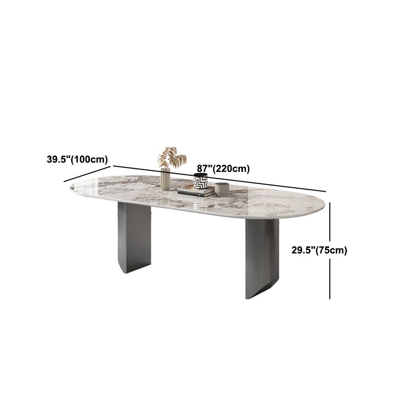 Stone Dining Table Traditional Luxury Dining Table with Double Pedestal Clearhalo 'Dining Tables & Seating' 'Dining Tables' 'dining_table' 'furn' 'furn_dining_table' 'Furniture' 'Kitchen & Dining Furniture' 1200x1200_f49db4fb-7626-4de7-bc39-07534347c128