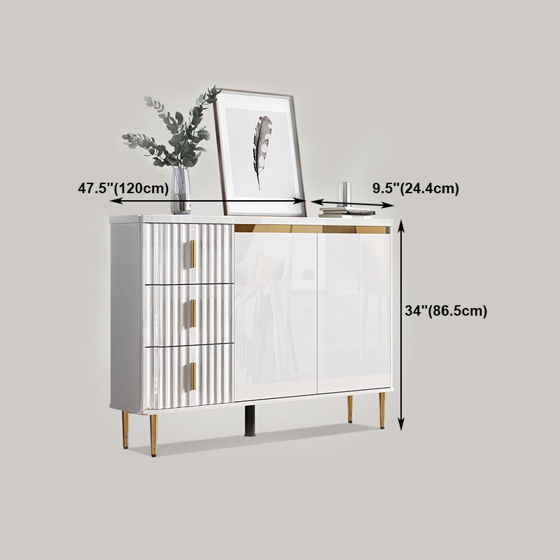 Glam Style Stone Sideboard Buffet Dining Room 34"H 3-Drawers Buffet Server in White Clearhalo 'buffet_sideboard' 'Buffets & Sideboards' 'furn' 'furn_buffet_sideboard' 'Furniture' 'Kitchen & Dining Furniture' 1200x1200_f4a2071b-0e7b-4c9a-a5cc-25d8783f5d12
